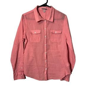 Horny Toad Button Down Shirt Red Check Roll Tab Sleeves Lightweight Women's M